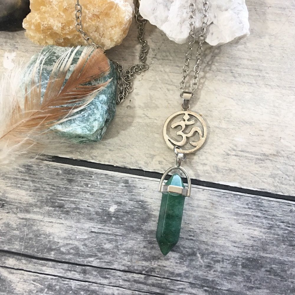 Ohm green aventurine pendant necklace